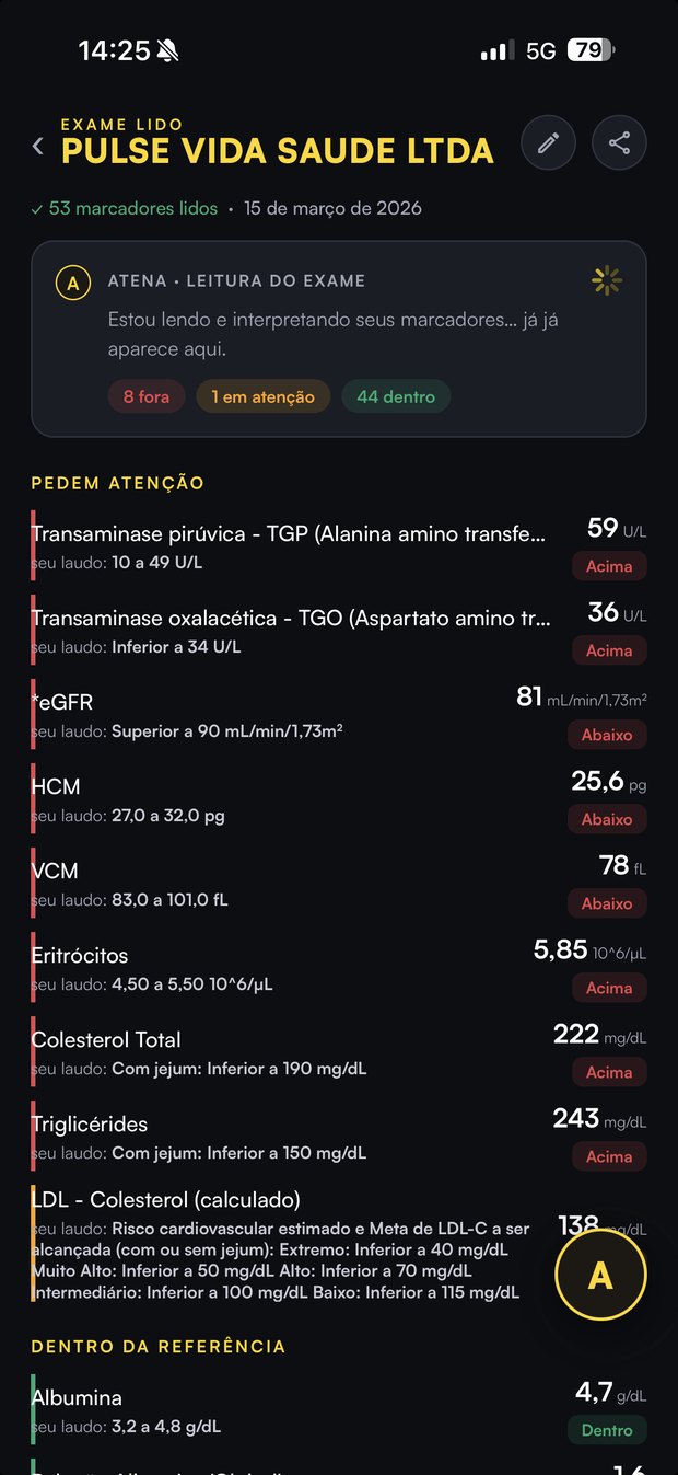 Tela real do Dossiê de exames da NYVEL